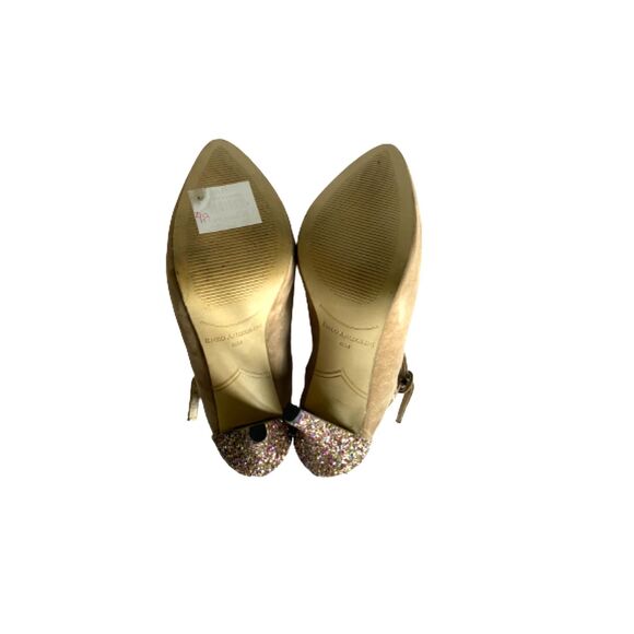 Enzo Angiolini Suede Glitter Strappy Ankle Booties Heels Back Zip 4.5” Sz 8.5M - Picture 8 of 9